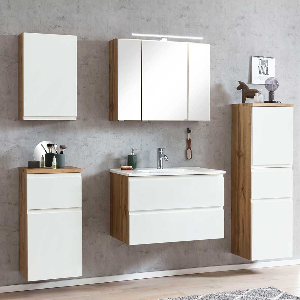 Bad Waschbeckenschrank &amp; Spiegelschrank - Eight (Zweiteilig) within Badezimmer Waschbeckenschrank