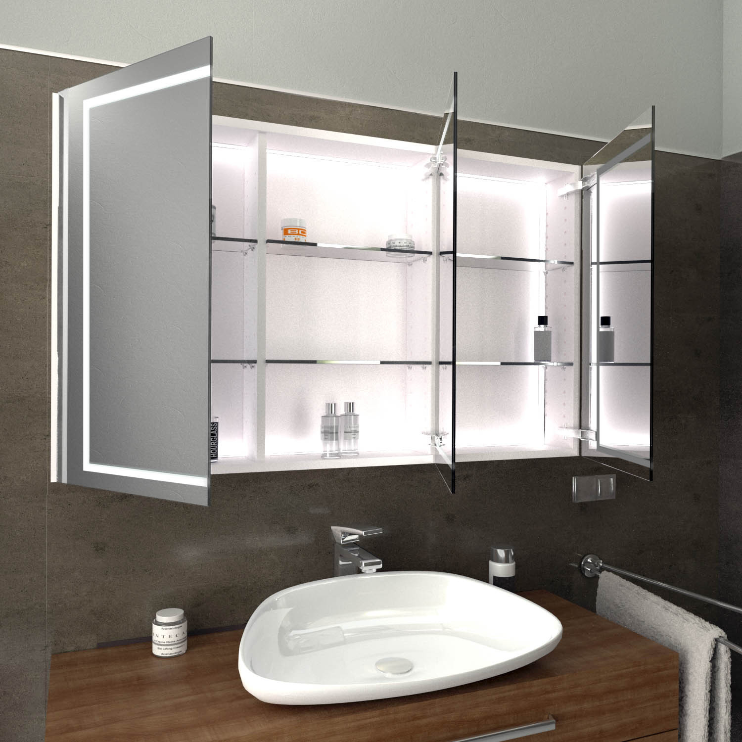 Spiegelschrank Melle Mit Led-Beleuchtung | Glaswerk24 throughout Spiegelschrank Badezimmer Mit Beleuchtung
